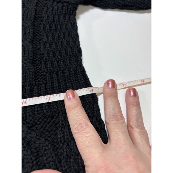 Kilronan Knitwear Cardigan Black XS Pure New Wool Short Sleeve Made in Ireland - Picture 7 of 12